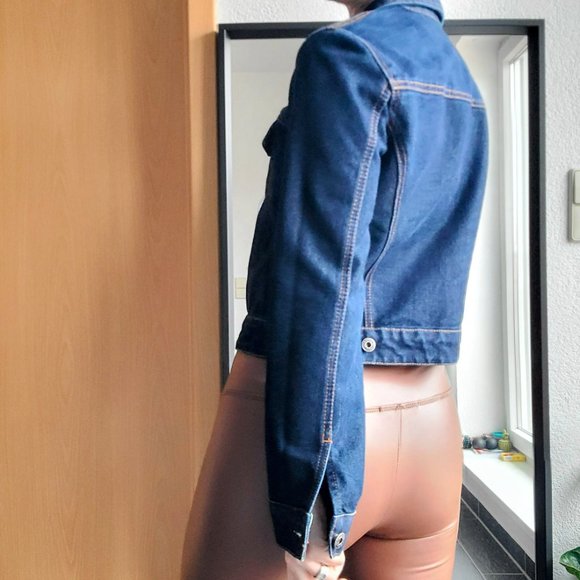 GAP Dark Blue Wash Denim Cropped Jean Jacket Authentic 2000's Y2K Size XS - Picture 4 of 16